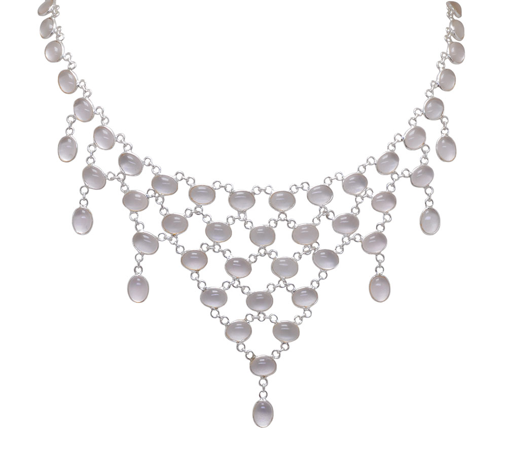 rose quartz stone studded necklace