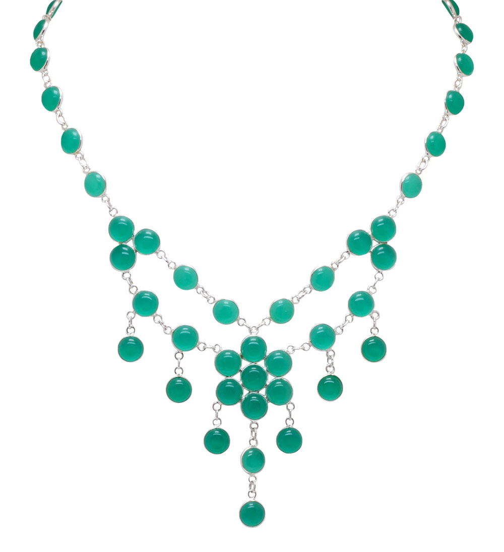 green onyx color stone studded necklace