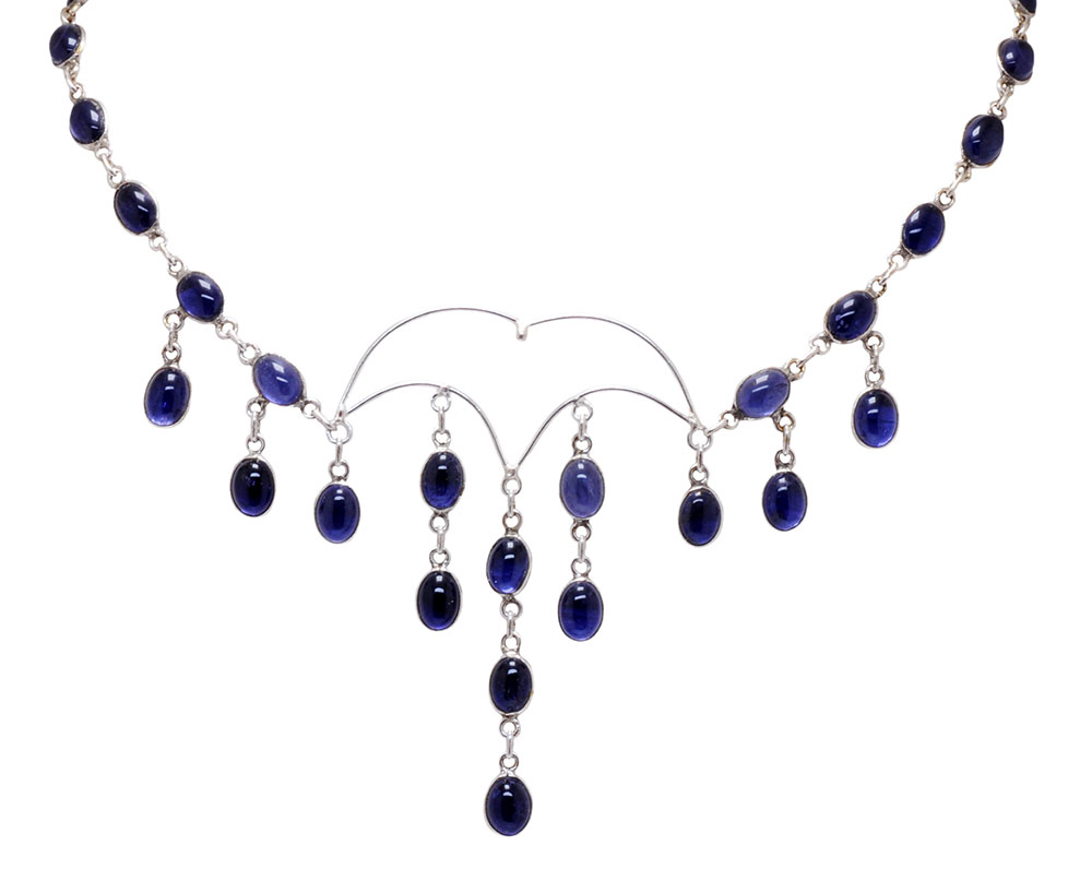 natural iolite gemstone studded necklace