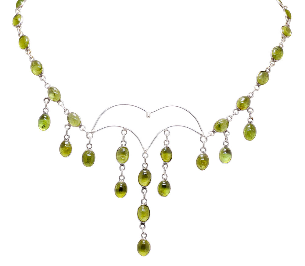 natural peridot gemstone studded necklace