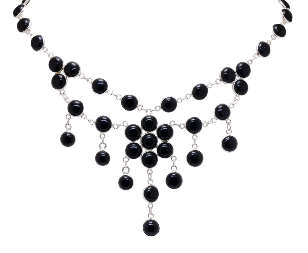 black onyx gemstone studded necklace