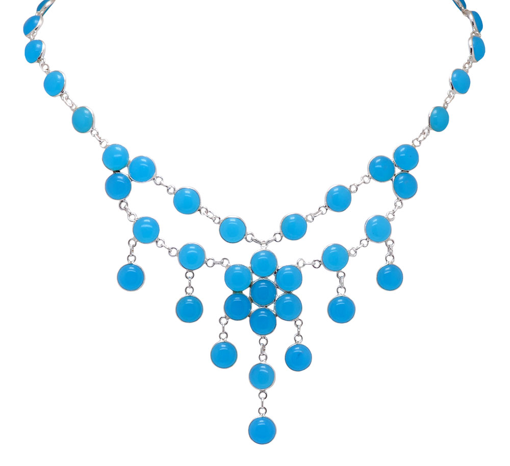 blue chalcedony stone studded necklace