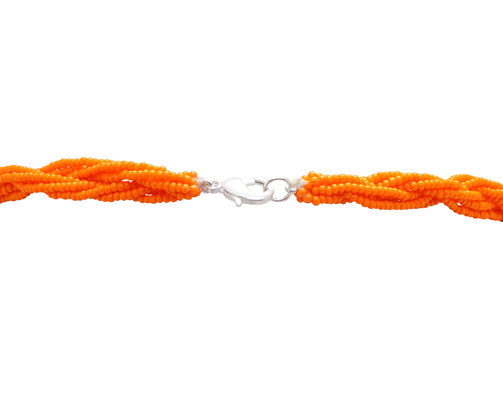 arch shape pendant knotted with pearl attached with orange color beads - Image 3