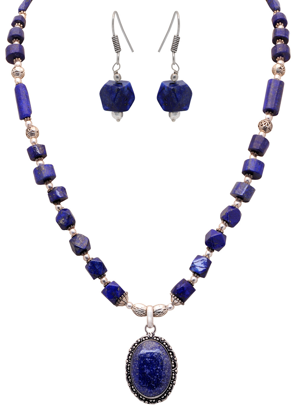 Lapis Lazuli gemstone studded necklace & earring set