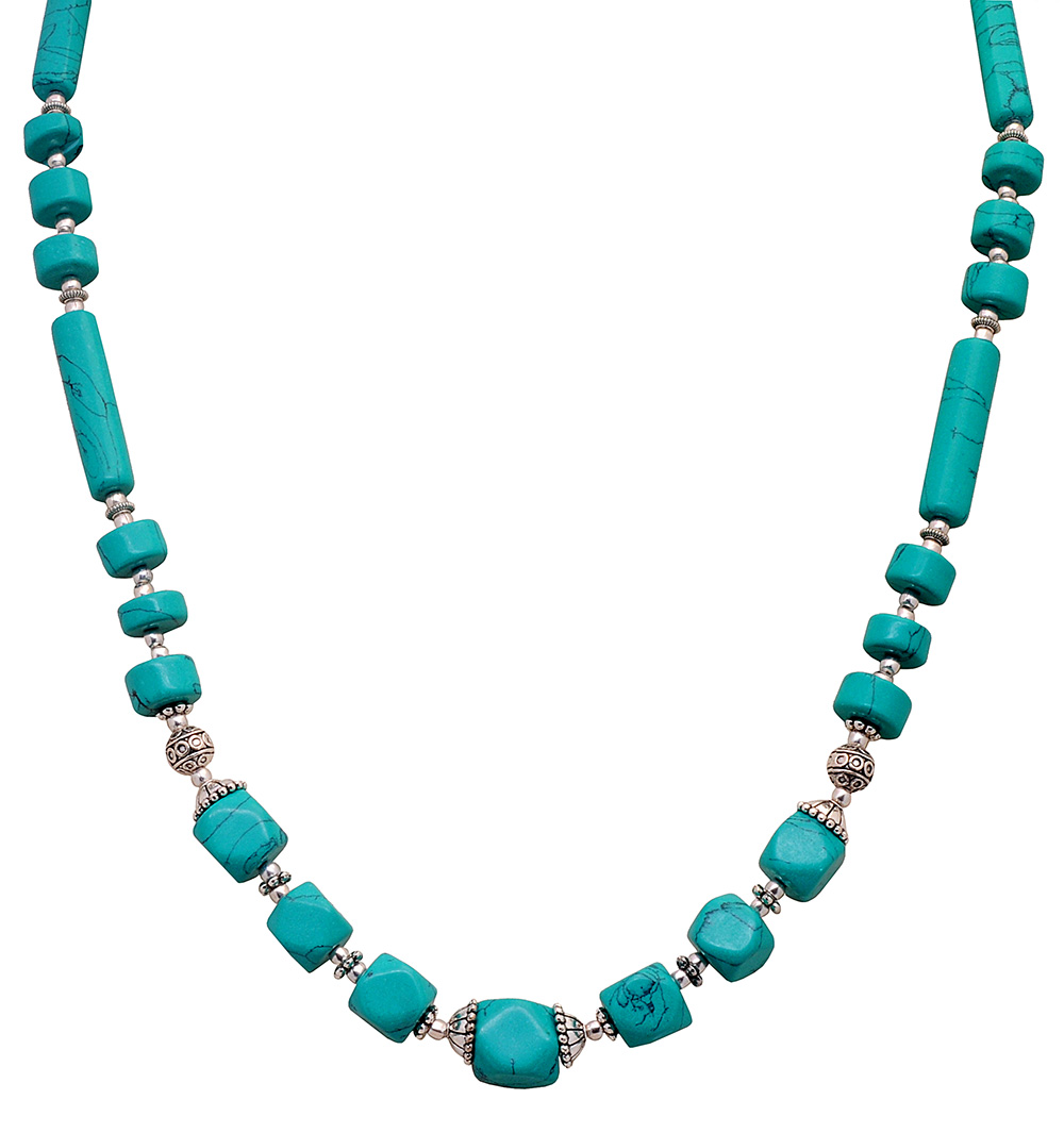 Turquoise gemstone studded necklace & earring set