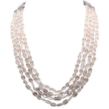 4 Rows Necklace of Rock-Crystal Oval Shape Bead Necklace