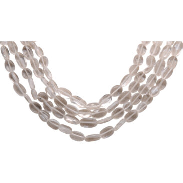 4 Rows Necklace of Rock-Crystal Oval Shape Bead Necklace