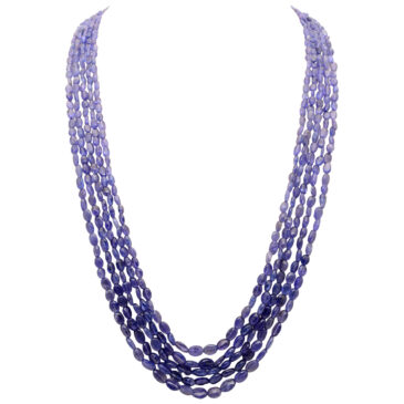 26″Inches Long 5 Rows Tanzanite gemstone Bead Necklace