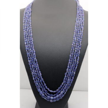 26″Inches Long 5 Rows Tanzanite gemstone Bead Necklace