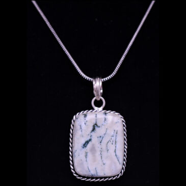 tree agate 925 sterling silver overlay pendant 49×27 mm