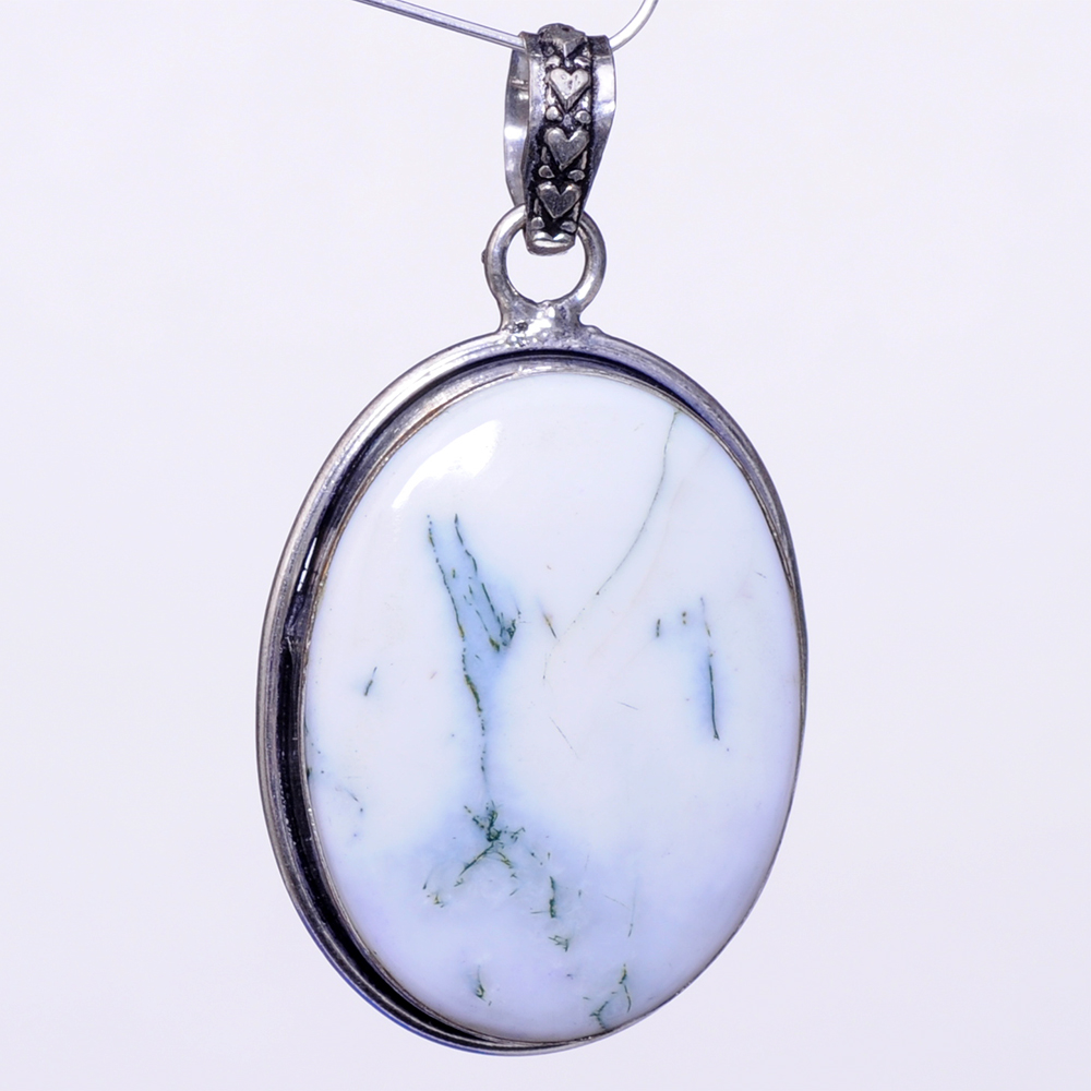tree agate 925 sterling silver overlay pendant 54×30 mm