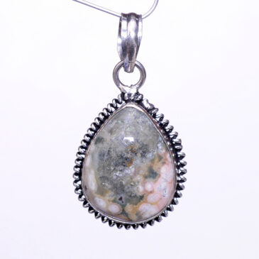 ocean jasper  gemstone studded handmade pendant in .925 silver overlay