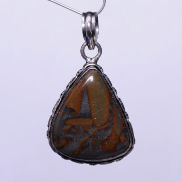 Picasso stone 925 sterling silver overlay pendant 47×27 mm