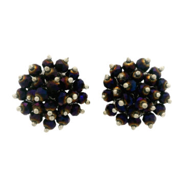 Purple Pyrite Color Beaded Stud Style Earrings