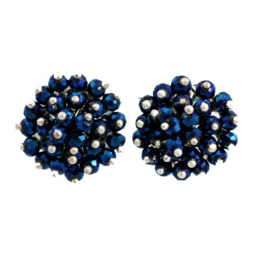 Blue Pyrite Color Beaded Stud Style Earrings