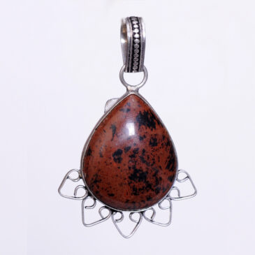 mahogany obsidian 925 sterling silver overlay pendant 55 x 24 mm