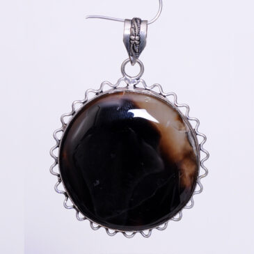 brown dyed agate 925 sterling silver overlay pendant 59 x 42 mm