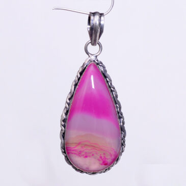 dyed agate 925 sterling silver overlay pendant 57 x 23 mm