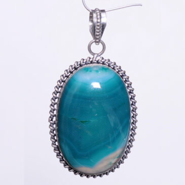 green strip agate 925 sterling silver overlay pendant 58 x 30 mm