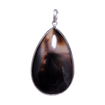 brown dyed agate 925 sterling silver overlay pendant 60 x 30 mm