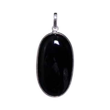 black agate 925 sterling silver overlay pendant 52 x 22 mm