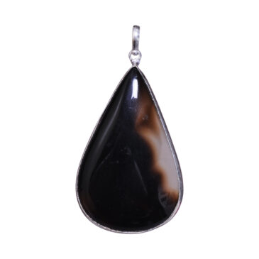 brown dyed agate 925 sterling silver overlay pendant 62 x 33 mm