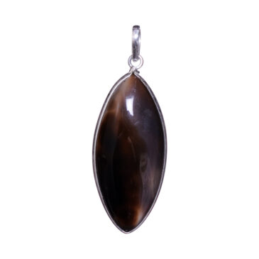 brown dyed agate 925 sterling silver overlay pendant 56 x 20 mm