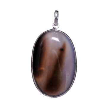 brown dyed agate 925 sterling silver overlay pendant 52 x 27 mm