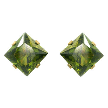 Peridot Color Cubic Zircon stone square shape earrings