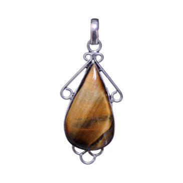 tiger’s eye gemstone pendant in 925 sterling silver overlay metal