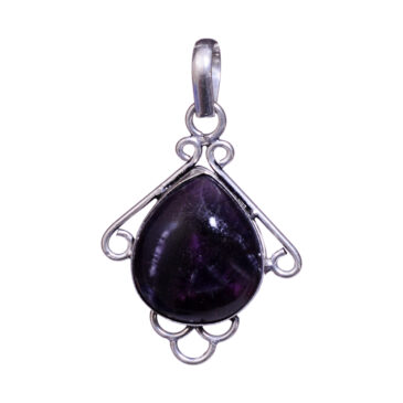 banded amethyst 925 sterling silver overlay pendant 48 x 30 mm