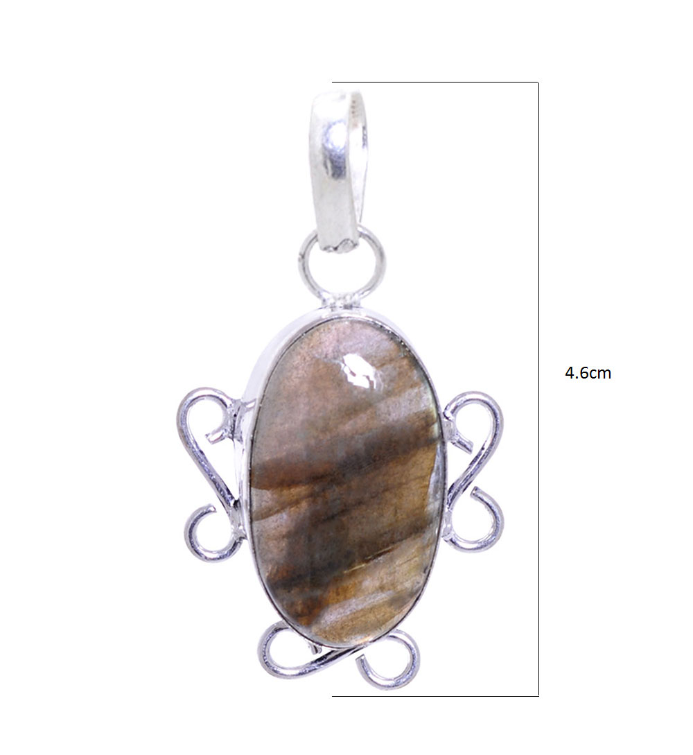 petrified wood gemstone pendant in 925 sterling silver overlay metal - Image 3
