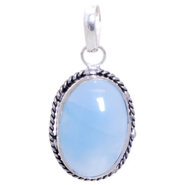 chalcedony gemstone pendant in 925 sterling silver overlay metal