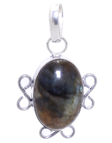 Labradorite gemstone pendant in 925 sterling silver overlay metal