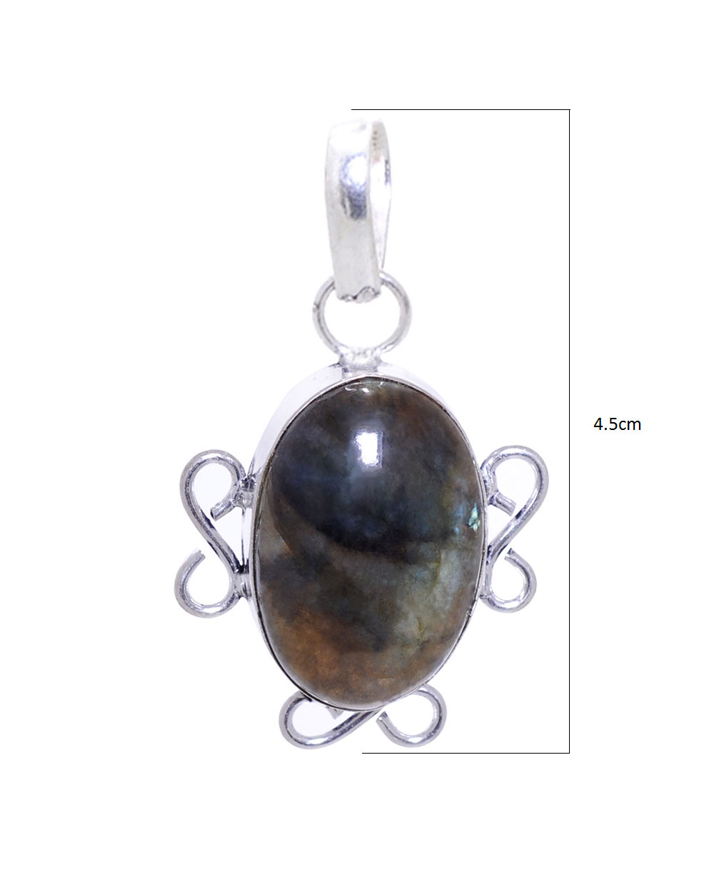 Labradorite gemstone pendant in 925 sterling silver overlay metal - Image 3
