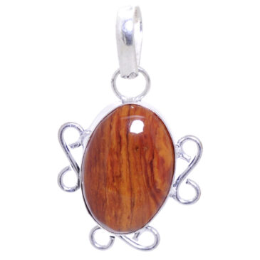 tiger’s eye gemstone pendant in 925 sterling silver overlay metal