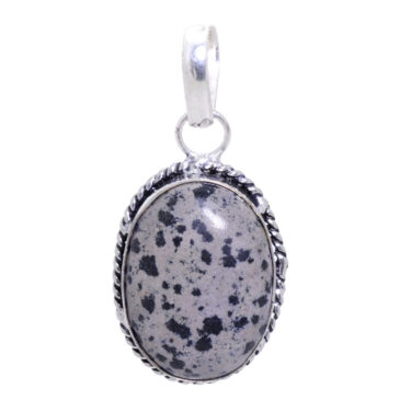 Dalmatian jasper gemstone pendant in 925 sterling silver overlay metal