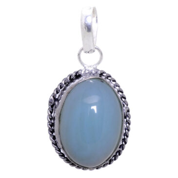 chalcedony gemstone pendant in 925 sterling silver overlay metal