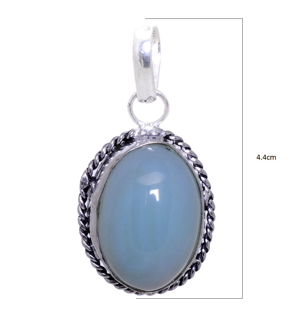 chalcedony gemstone pendant in 925 sterling silver overlay metal - Image 3