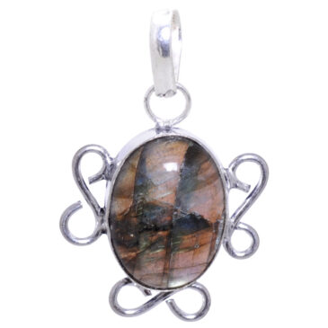 Labradorite gemstone pendant in 925 sterling silver overlay metal