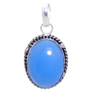 Blue Chalcedony Gemstone pendant In .925 Silver Overlay