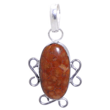 petrified wood gemstone pendant in 925 sterling silver overlay metal
