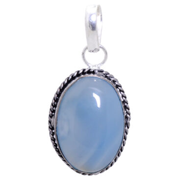 chalcedony gemstone pendant in 925 sterling silver overlay metal