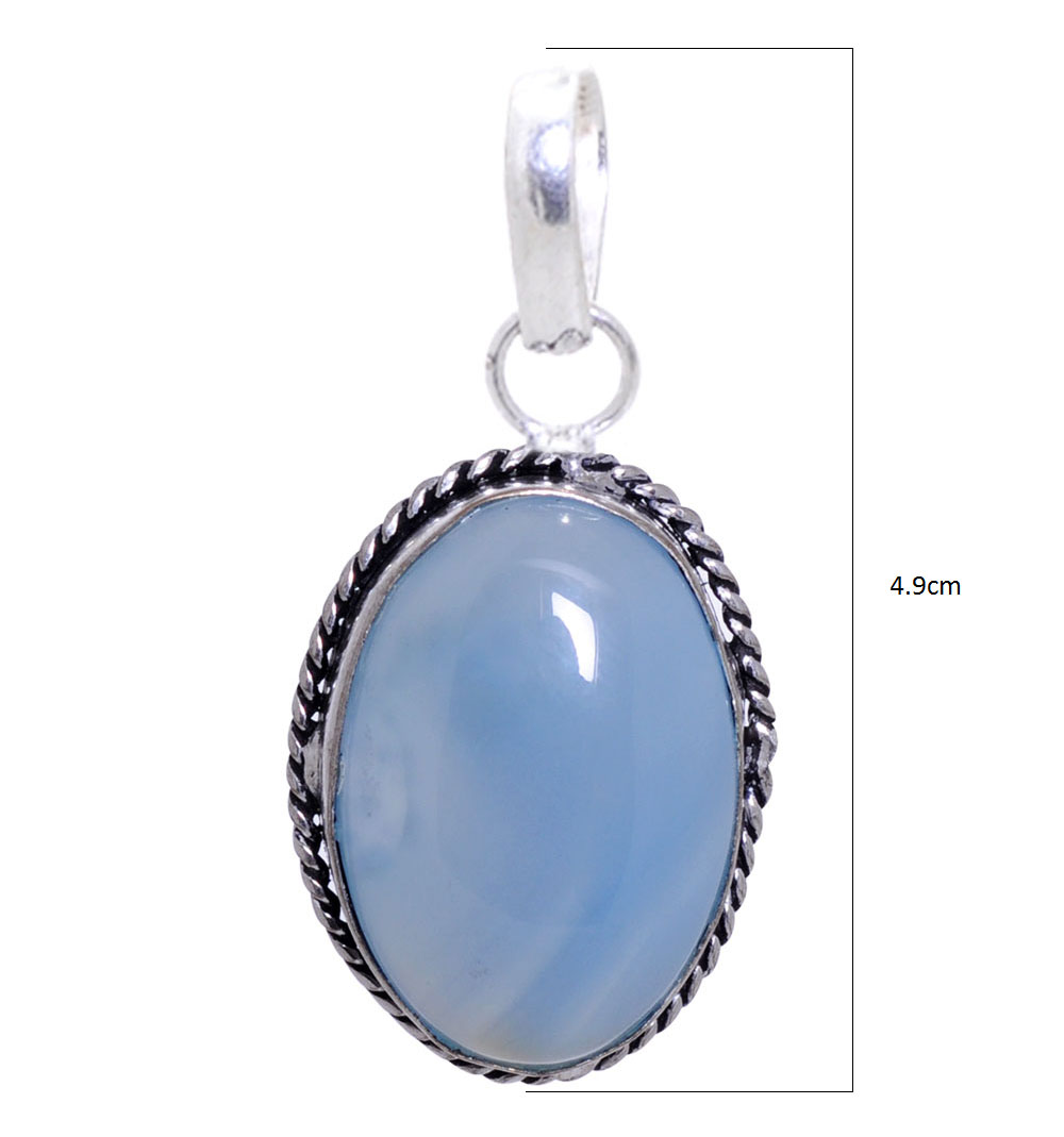 chalcedony gemstone pendant in 925 sterling silver overlay metal - Image 3