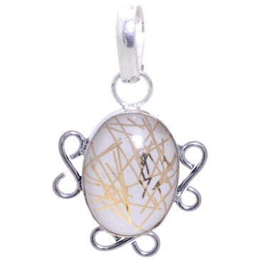 rutile quartz gemstone pendant in 925 sterling silver overlay metal