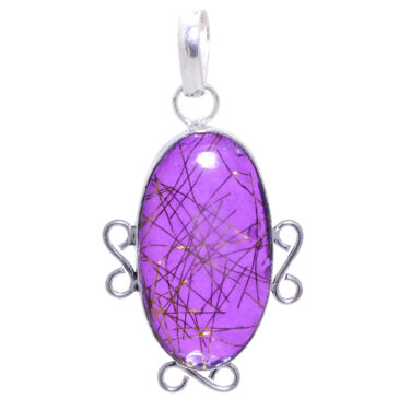 pink rutile quartz gemstone pendant