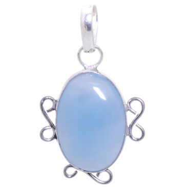 chalcedony gemstone pendant in 925 sterling silver overlay metal