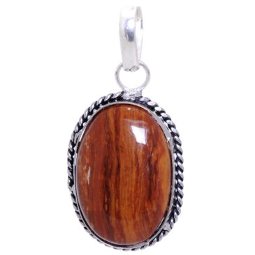 tiger’s eye gemstone pendant in 925 sterling silver overlay metal