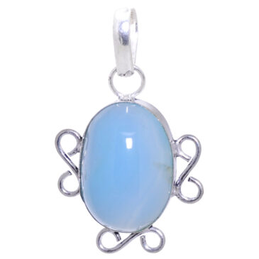chalcedony gemstone pendant in 925 sterling silver overlay metal