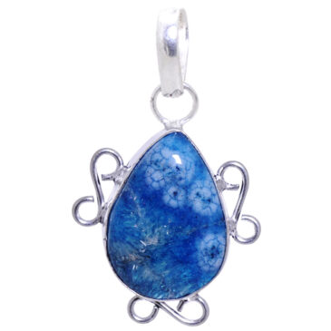 blue onyx gemstone pendant in 925 sterling silver overlay metal